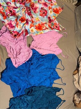 Victoria Secret Satin Cami pajamas - Blue, Pink, Teal and Floral